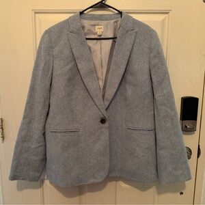 J. Crew Pale Blue Textured Linen Single-Button Blazer